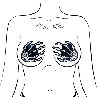 Pastease Skeleton Hands Pasties Black - Horny Stoner