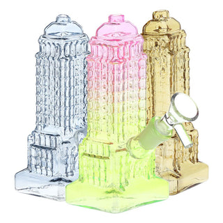 Empire State of Mind Glass Water Pipe - 6" / 14mm F / Colors Vary - Horny Stoner