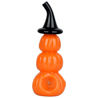 Stacked Jack-O-Lantern Glass Hand Pipe - 5" - Horny Stoner
