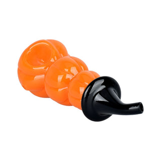 Stacked Jack-O-Lantern Glass Hand Pipe - 5" - Horny Stoner
