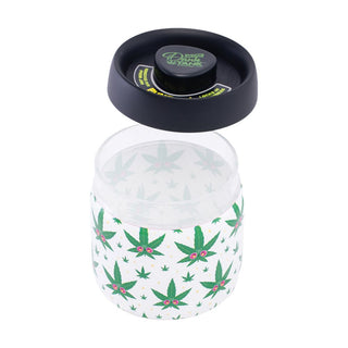 Fujima Dank Tank Vacuum Glass Jar - 4.2" / Hemp Leaf - Horny Stoner