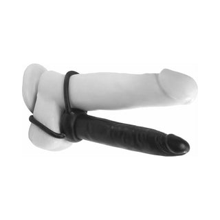 Anal Fantasy Collection Double Trouble 6 in. Dual-Entry Strap-On Dildo Black - Horny Stoner