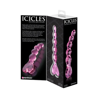 Icicles No. 43 Glass Massager with Heart-Shaped Handle Pink - Horny Stoner