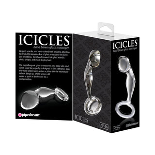 Icicles No. 46 Glass Prostate Massager 3.5 in. Clear - Horny Stoner