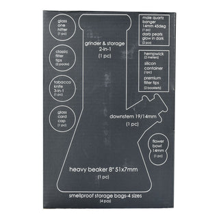 Smoke Box Water Pipe and Smoking Kit - 7.75" / 14mm F / Colors Vary