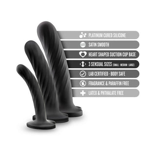 Temptasia Twist Kit 3-Piece Silicone Dildo Set Black - Horny Stoner