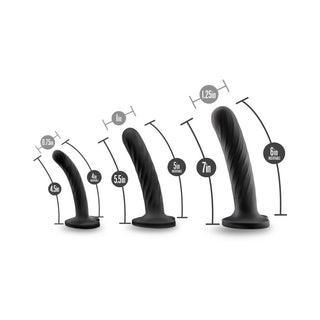 Temptasia Twist Kit 3-Piece Silicone Dildo Set Black - Horny Stoner
