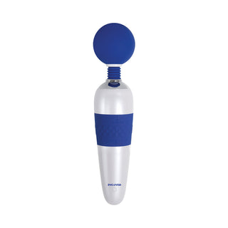 Evolved On The Dot Rechargeable Silicone Flexible Head Wand Vibrator Blue/White - Horny Stoner