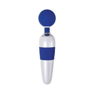 Evolved On The Dot Rechargeable Silicone Flexible Head Wand Vibrator Blue/White - Horny Stoner