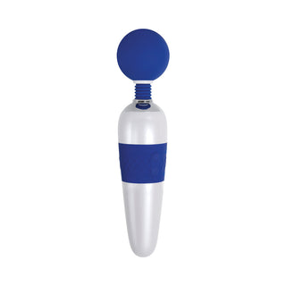 Evolved On The Dot Rechargeable Silicone Flexible Head Wand Vibrator Blue/White - Horny Stoner