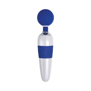 Evolved On The Dot Rechargeable Silicone Flexible Head Wand Vibrator Blue/White - Horny Stoner