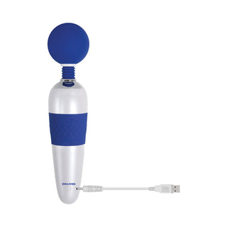 Evolved On The Dot Rechargeable Silicone Flexible Head Wand Vibrator Blue/White - Horny Stoner