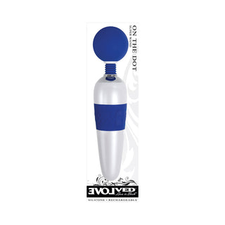 Evolved On The Dot Rechargeable Silicone Flexible Head Wand Vibrator Blue/White - Horny Stoner