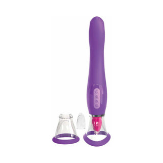Fantasy For Her Her Ultimate Pleasure Dual-Ended Vibrator With Licking Suction Purple - Horny Stoner