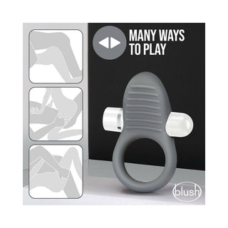 Blush Noje C1.Ring Rechargeable Vibrating Silicone Cockring Slate - Horny Stoner