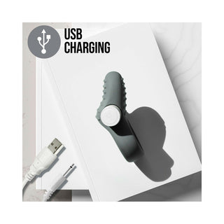 Blush Noje C1.Ring Rechargeable Vibrating Silicone Cockring Slate - Horny Stoner
