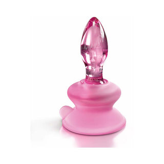 Icicles No. 90 Glass Anal Plug With Suction Cup Pink - Horny Stoner