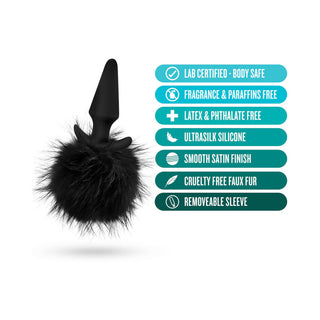 Blush Anal Adventures Platinum Silicone Rabbit Tail Plug Black - Horny Stoner