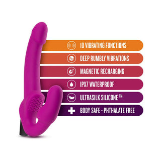 Temptasia Estella 9.5 in. Silicone Strapless Strap-On Dildo with Bullet Vibrator Pink - Horny Stoner