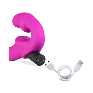 Temptasia Estella 9.5 in. Silicone Strapless Strap-On Dildo with Bullet Vibrator Pink - Horny Stoner