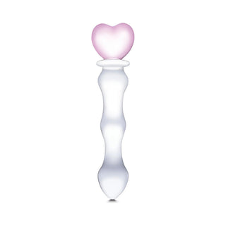 Glas 8 in. Sweetheart Glass Dildo with Pink Heart-Shaped Handle - Horny Stoner