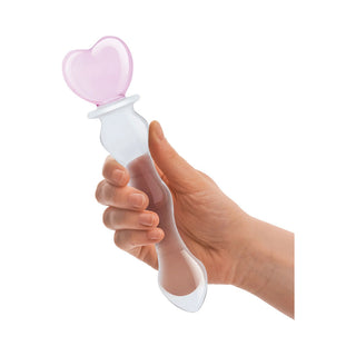 Glas 8 in. Sweetheart Glass Dildo with Pink Heart-Shaped Handle - Horny Stoner