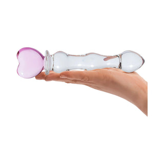 Glas 8 in. Sweetheart Glass Dildo with Pink Heart-Shaped Handle - Horny Stoner
