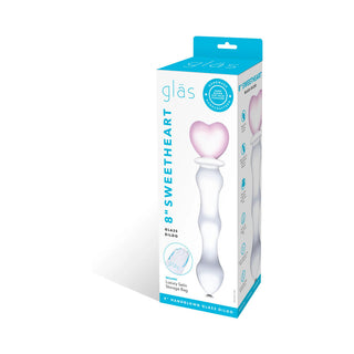 Glas 8 in. Sweetheart Glass Dildo with Pink Heart-Shaped Handle - Horny Stoner