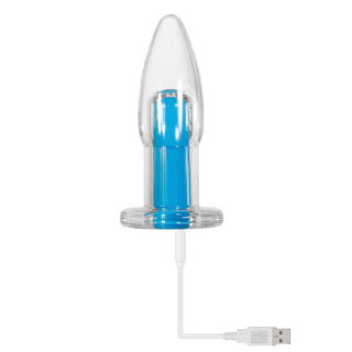 Gender X Electric Blue Rechargeable Remote-Controlled Vibrating Anal Plug Clear/Blue - Horny Stoner