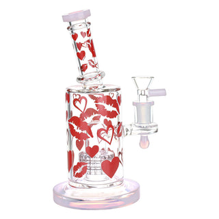 Lipstick Kiss Glass Water Pipe - 8" / 14mm F - Horny Stoner