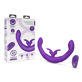Together Couples Toy Remote-Controlled Dual Ended Rabbit Vibrator Purple - Horny Stoner