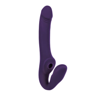 Evolved 2 Become 1 Rechargeable Remote-Controlled Silicone Strapless Strap-On With Suction Purple - Horny Stoner