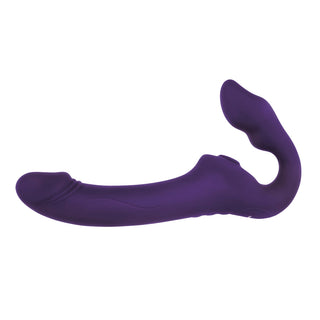 Evolved 2 Become 1 Rechargeable Remote-Controlled Silicone Strapless Strap-On With Suction Purple - Horny Stoner