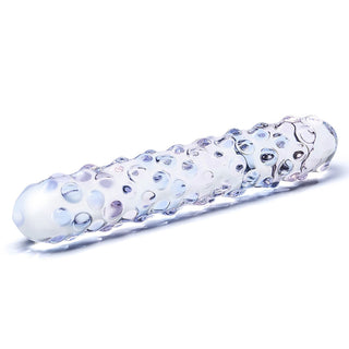 Glas 9 in. Purple Rose Nubby Glass Dildo - Horny Stoner