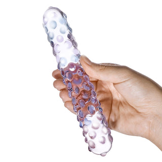 Glas 9 in. Purple Rose Nubby Glass Dildo - Horny Stoner
