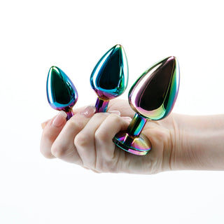 Rear Assets 3-Piece Metal Plug Kit Multicolor/Rainbow - Horny Stoner