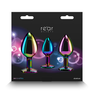 Rear Assets 3-Piece Metal Plug Kit Multicolor/Rainbow - Horny Stoner