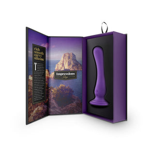 Impressions Ibiza Rechargeable Silicone 7.75 in. Vibrating Dildo with Suction Cup Plum - Horny Stoner