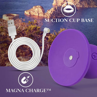 Impressions Ibiza Rechargeable Silicone 7.75 in. Vibrating Dildo with Suction Cup Plum - Horny Stoner