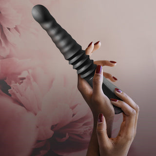 Temptasia Lazarus Rechargeable 10 in. Silicone Thrusting Dildo Black - Horny Stoner