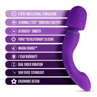 Wellness Dual Sense Rechargeable Silicone Dual Ended G-Spot & Wand Vibrator Purple - Horny Stoner