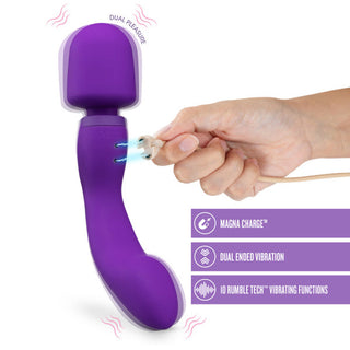 Wellness Dual Sense Rechargeable Silicone Dual Ended G-Spot & Wand Vibrator Purple - Horny Stoner