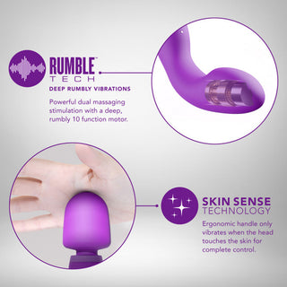 Wellness Dual Sense Rechargeable Silicone Dual Ended G-Spot & Wand Vibrator Purple - Horny Stoner