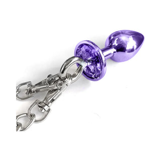 Nixie Metal Butt Plug & Attached Furry Handcuff Set Medium