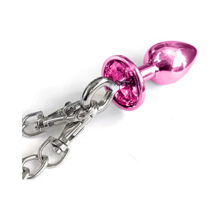 Nixie Metal Butt Plug & Attached Furry Handcuff Set Medium