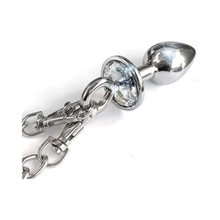 Nixie Metal Butt Plug & Handcuffs Set Silver - Horny Stoner