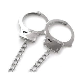 Nixie Metal Butt Plug & Handcuffs Set Silver - Horny Stoner
