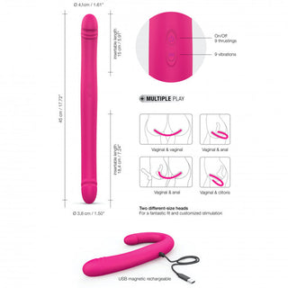 Dorcel Orgasmic Double Do Rechargeable Thrusting & Vibrating Double Dildo Pink - Horny Stoner