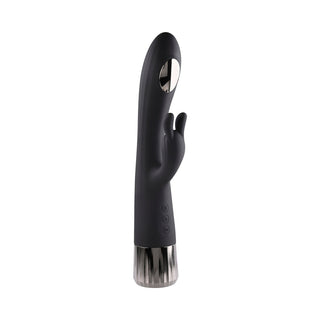 Evolved Heat Up & Chill Rechargeable Heating/Cooling Silicone Rabbit Vibrator Black - Horny Stoner