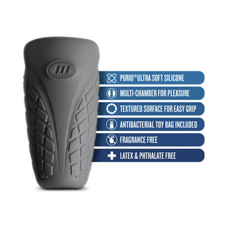 Blush M Elite Platinum Gript Silicone Stroker Black - Horny Stoner
